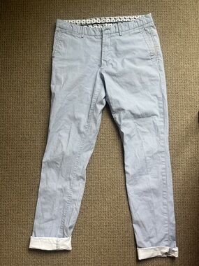Massimo Dutti Light Blue Patterned Cotton Trousers